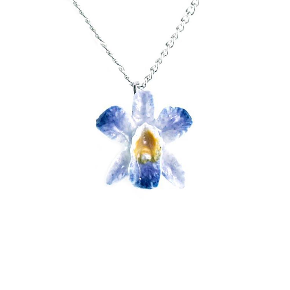 Flower - Purple Orchid Pendant Porcelain Jewelry