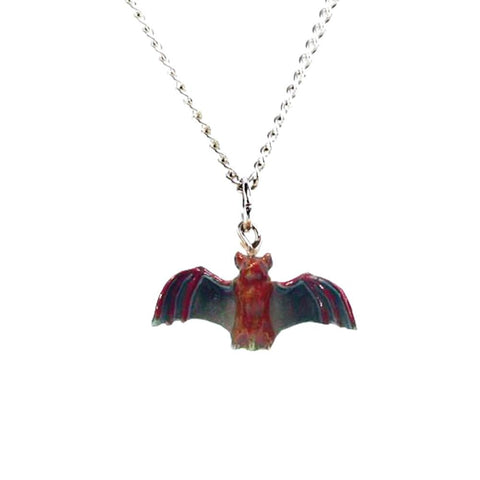 Little Brown Bat Pendant Porcelain Jewelry
