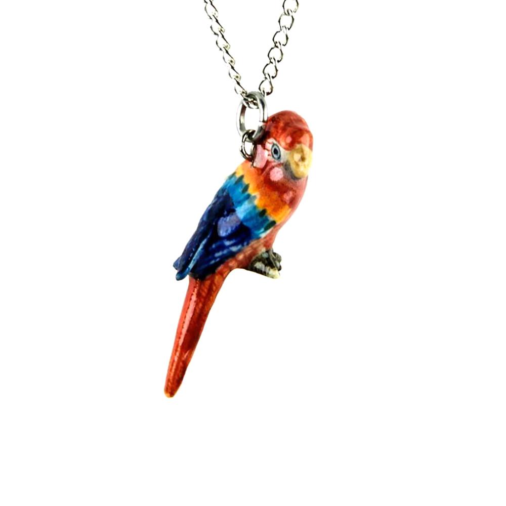 Red Macaw Pendant Porcelain Jewelry