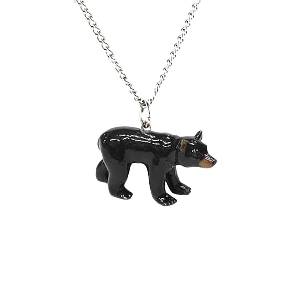 Bear - Black Bear Pendant Porcelain Jewelry