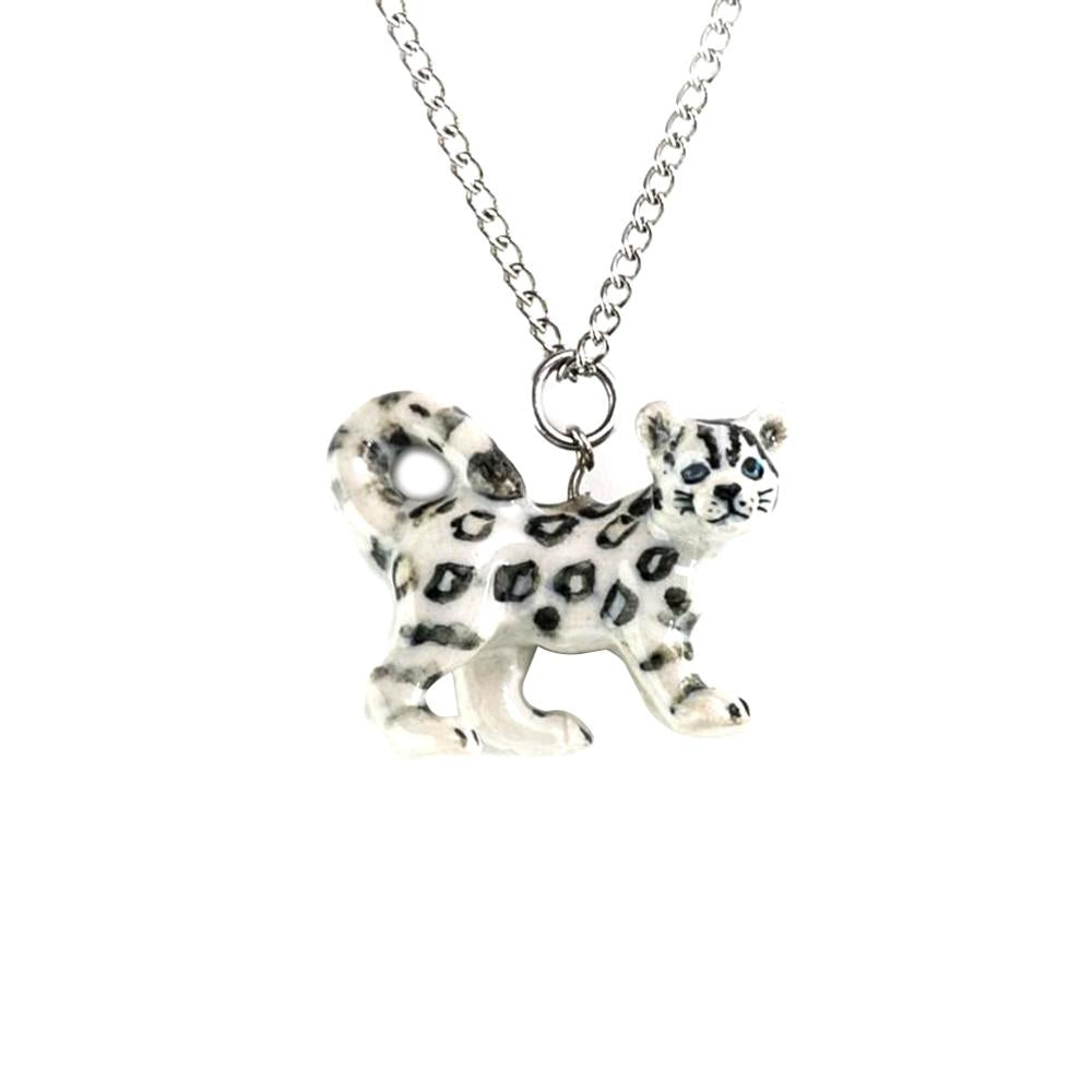 Snow Leopard Pendant Porcelain Jewelry