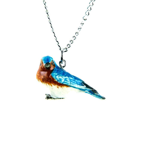 Bird - Bluebird Pendant Porcelain Jewelry
