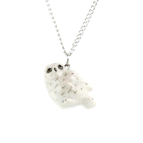 Snowy Owl Pendant Porcelain Jewelry