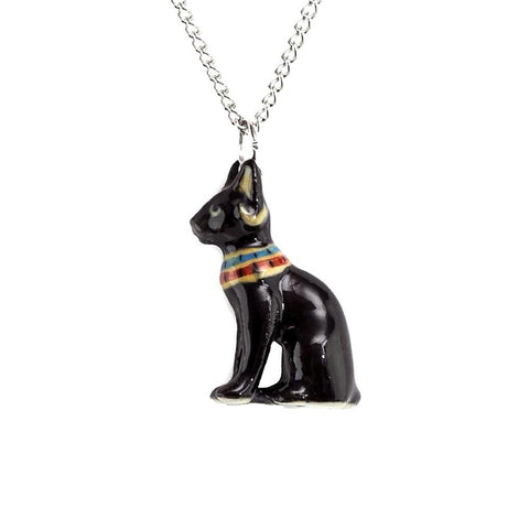 Egyptian Cat Pendant Porcelain Jewelry