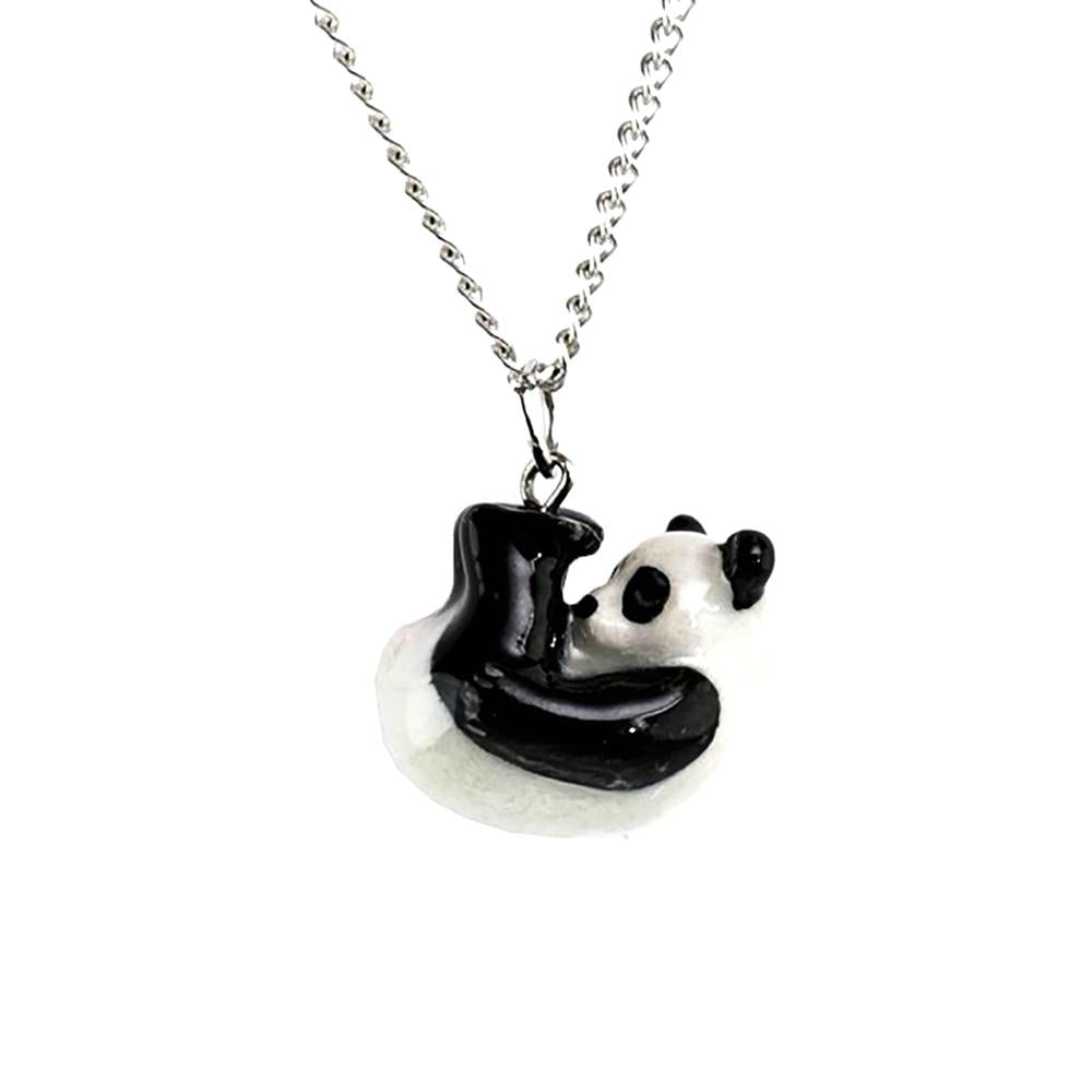 Panda - Roly Poly Panda Pendant Porcelain Jewelry