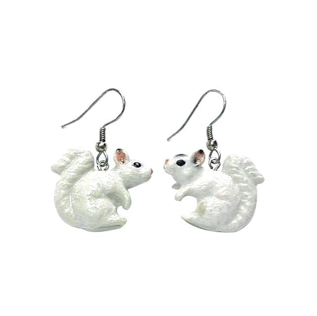 White Squirrel Porcelain Earrings