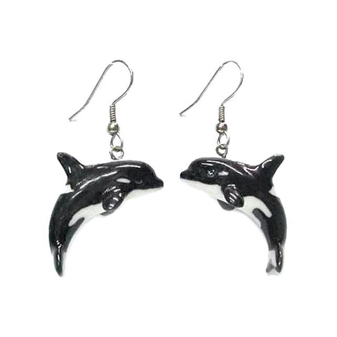 Orca Whale Porcelain Earrings