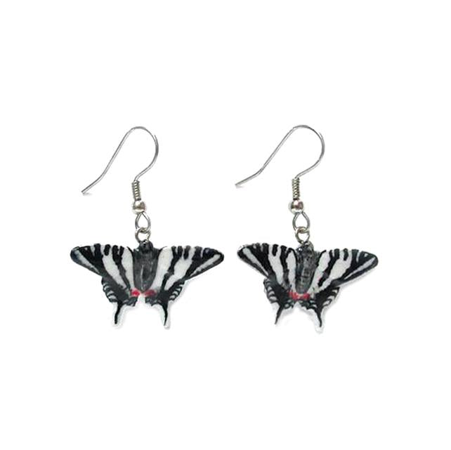 Zebra Swallowtail Butterfly Porcelain Earrings