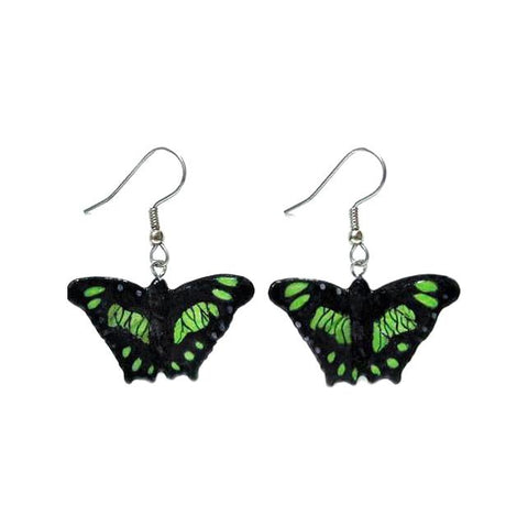 Green Malachite Butterfly Porcelain Earrings