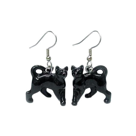 Cat Earrings - Black Cat Porcelain Earrings