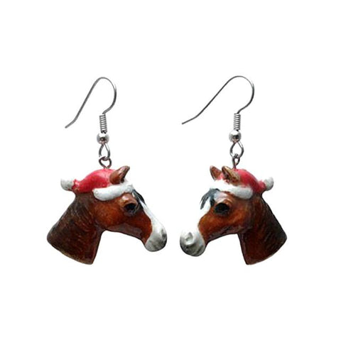 EXCLUSIVE-Horse Head Santa Porcelain Earrings