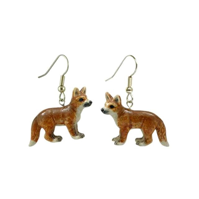 Red Fox Standing Porcelain Earrings