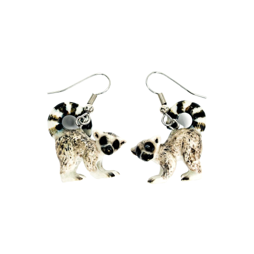 Ring-Tailed Lemur Porcelain Earrings