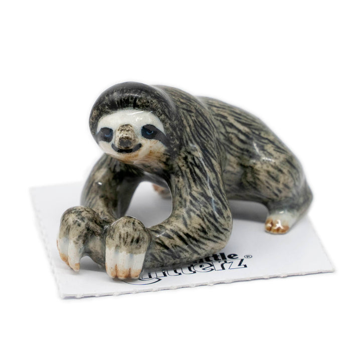 Three Toed Sloth "Monk" - miniature porcelain figurine