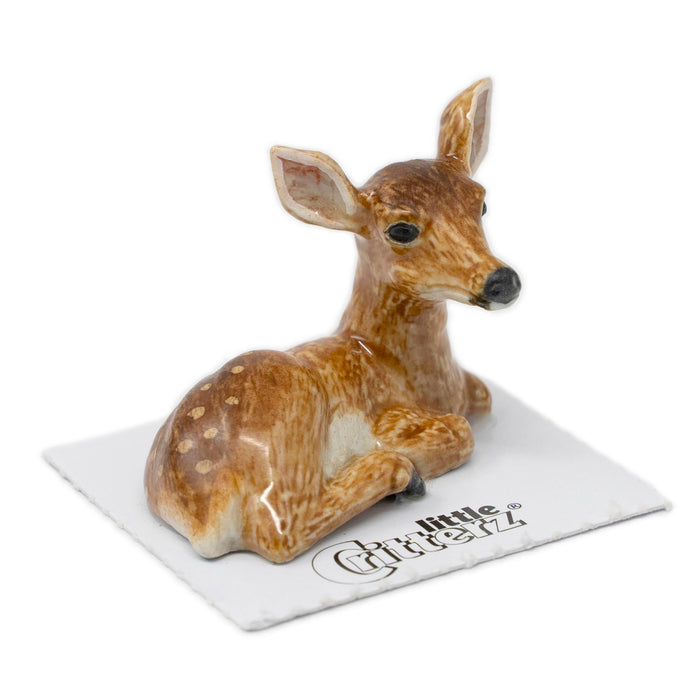 Deer Fawn Curled "Pippin" - miniature porcelain figurine