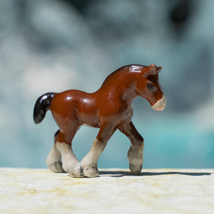 Horse - Clydesdale Horse "Big Hoof" - miniature porcelain figurine