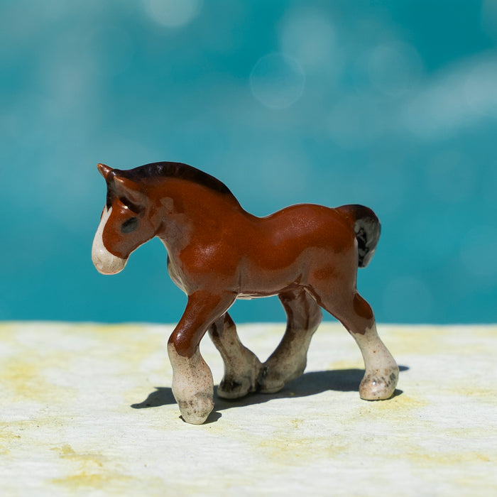 Horse - Clydesdale Horse "Big Hoof" - miniature porcelain figurine