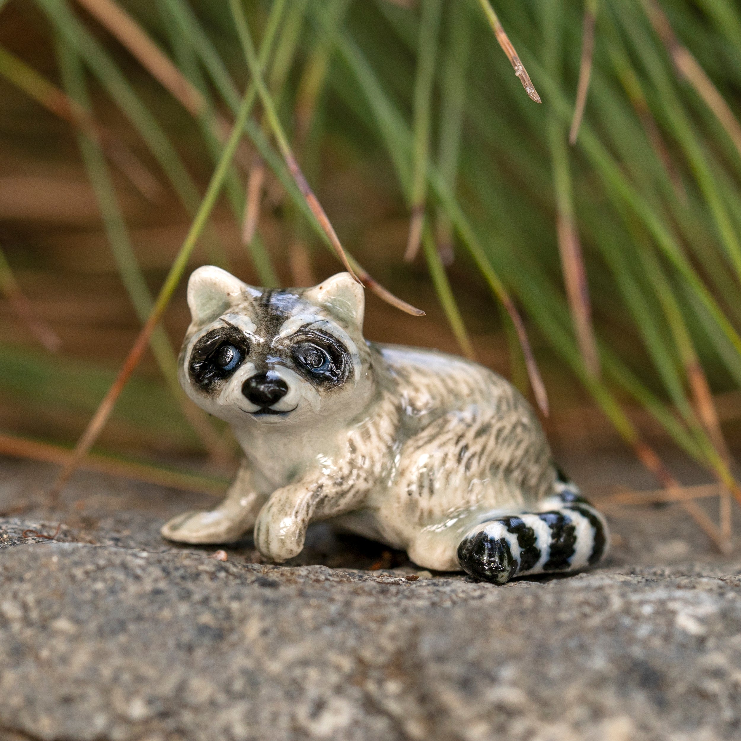 Mini Raccoon Porcelain Raccoon Miniature - Animal Figurines