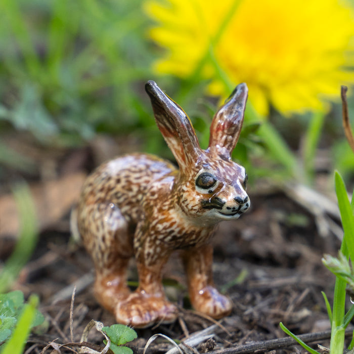 Rabbit  - Cottontail Bunn "Freeze" - miniature high fired porcelain figurine
