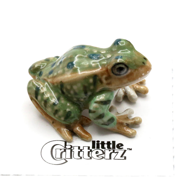 Frog - Leopard Frog "Rana" - miniature porcelain figurine