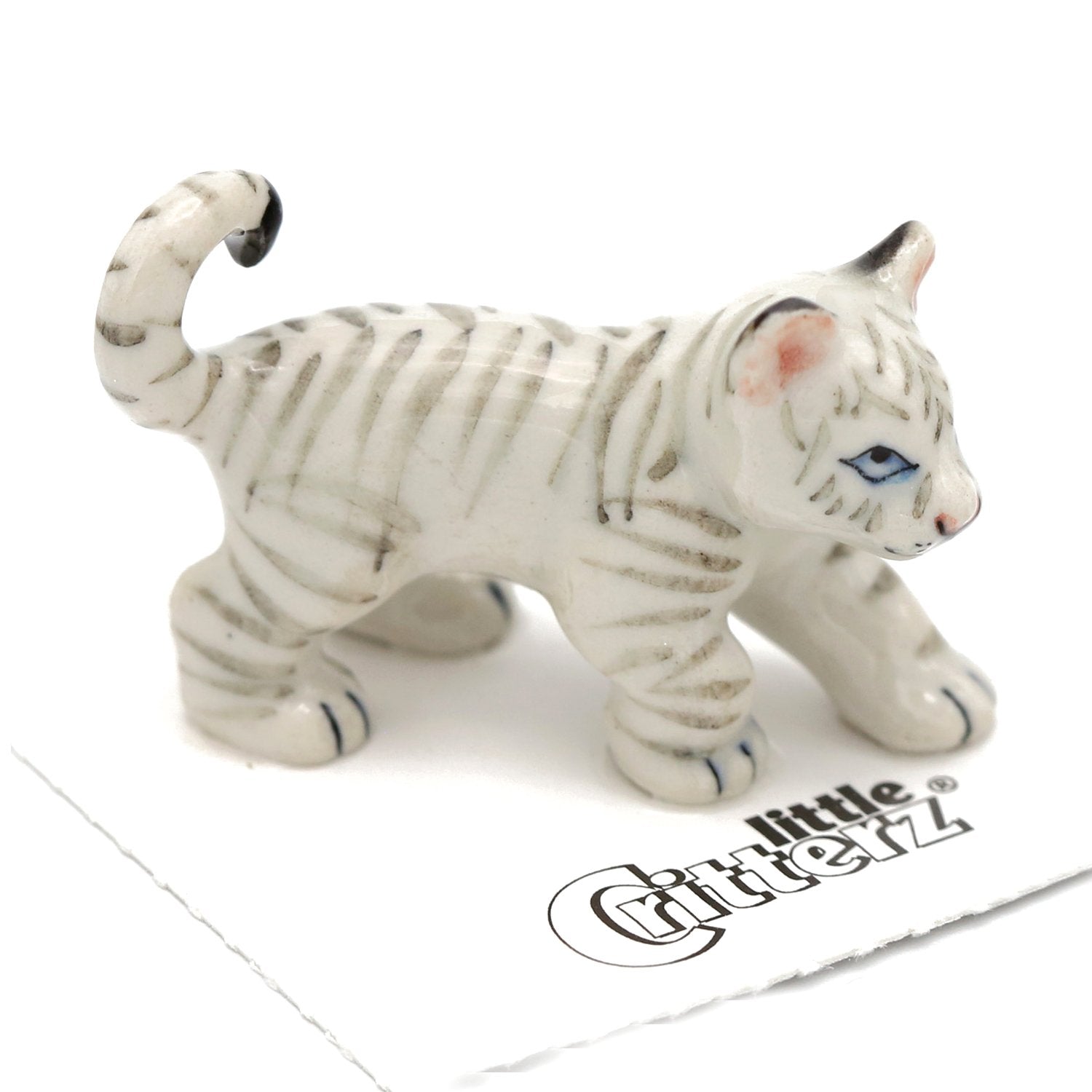 White Siberian Baby Tiger Cub Vanishing Wild Life Albino Cat Toy Mini  Figure VTG