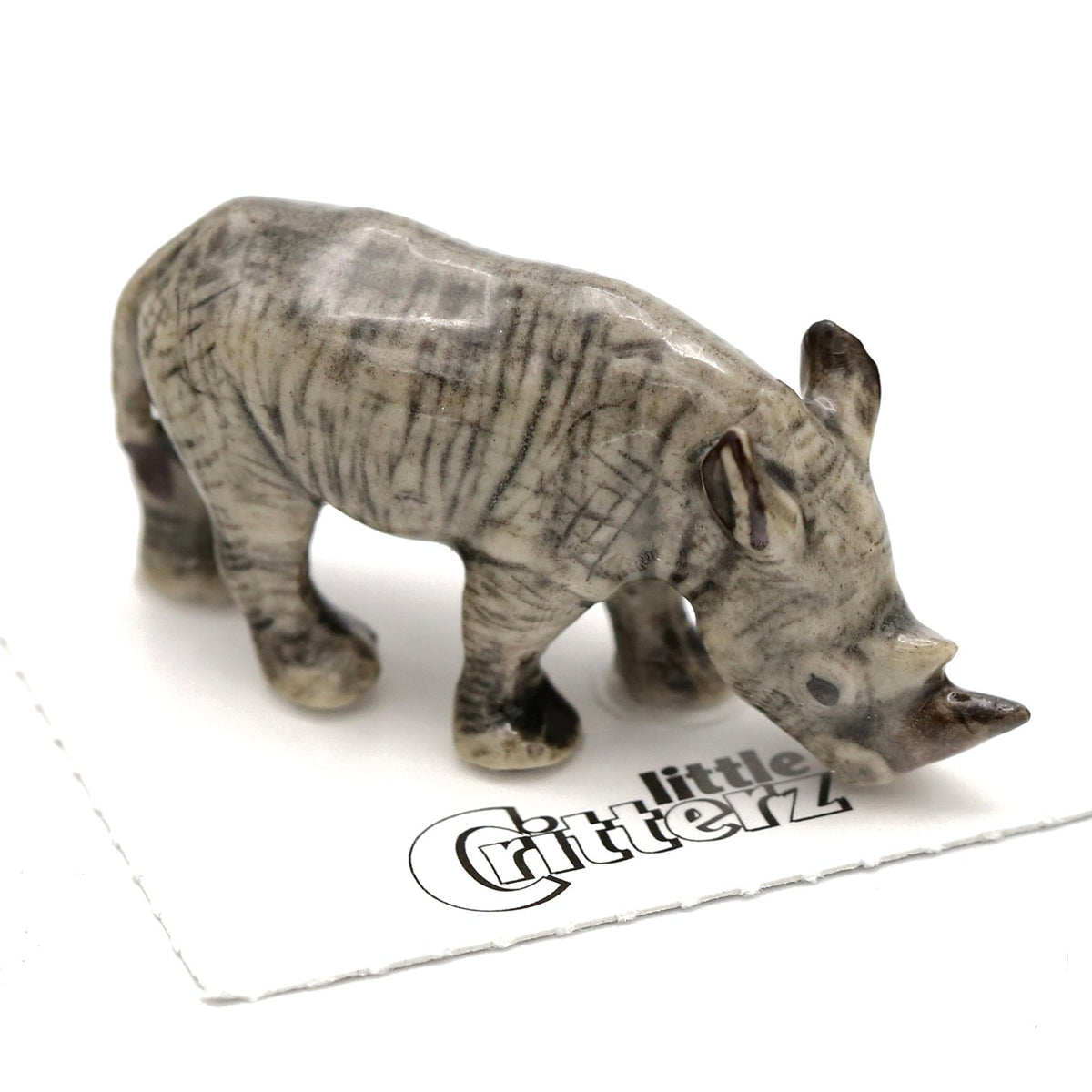 White Rhino Figurine (Miniature Porcelain Animals) Little Critterz