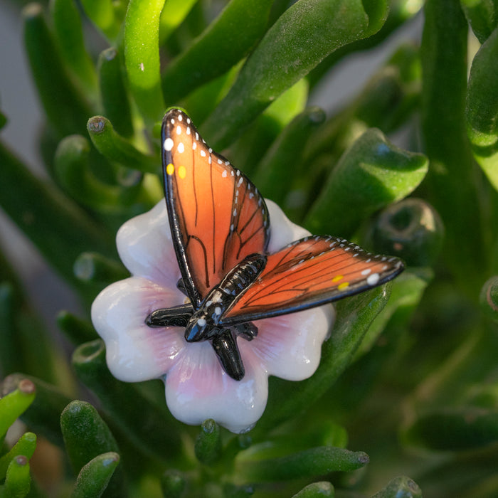 Butterfly - Monarch Butterfly  "Milkweed" - miniature porcelain figurine