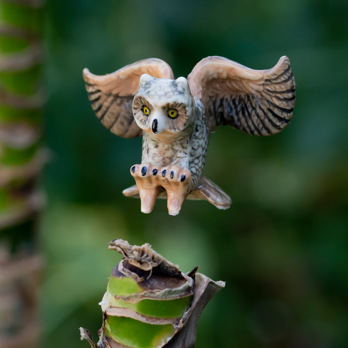 Owl - Great Horned Owl "Bubo" - miniature porcelain figurine