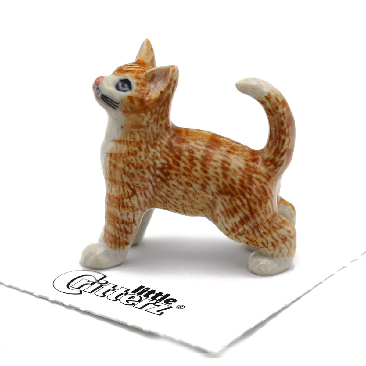 Cat - Orange Tiger Cat Ginger - miniature porcelain figurine