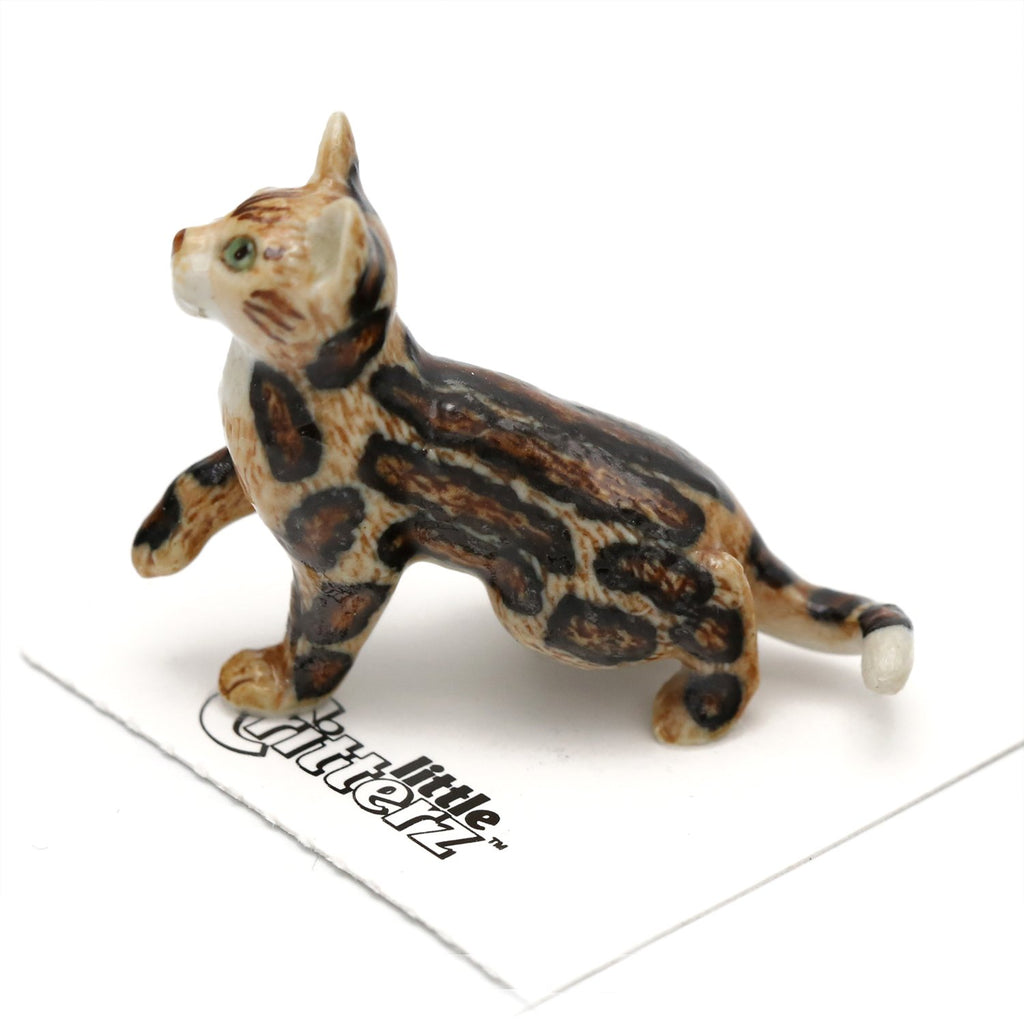 Cat - Marble Bengal Cat Spirit - miniature porcelain figurine