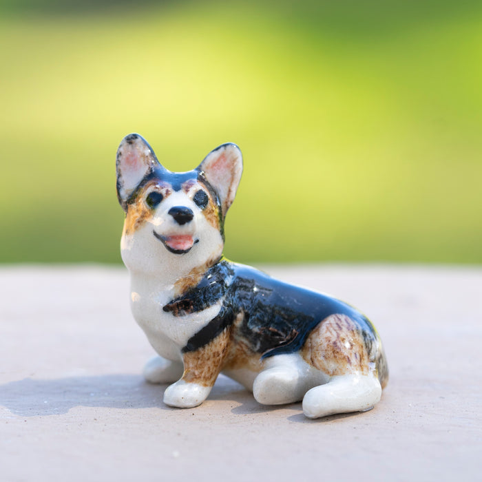 Dog  - Cardigan Corgi  "Taffy" - miniature porcelain figurine