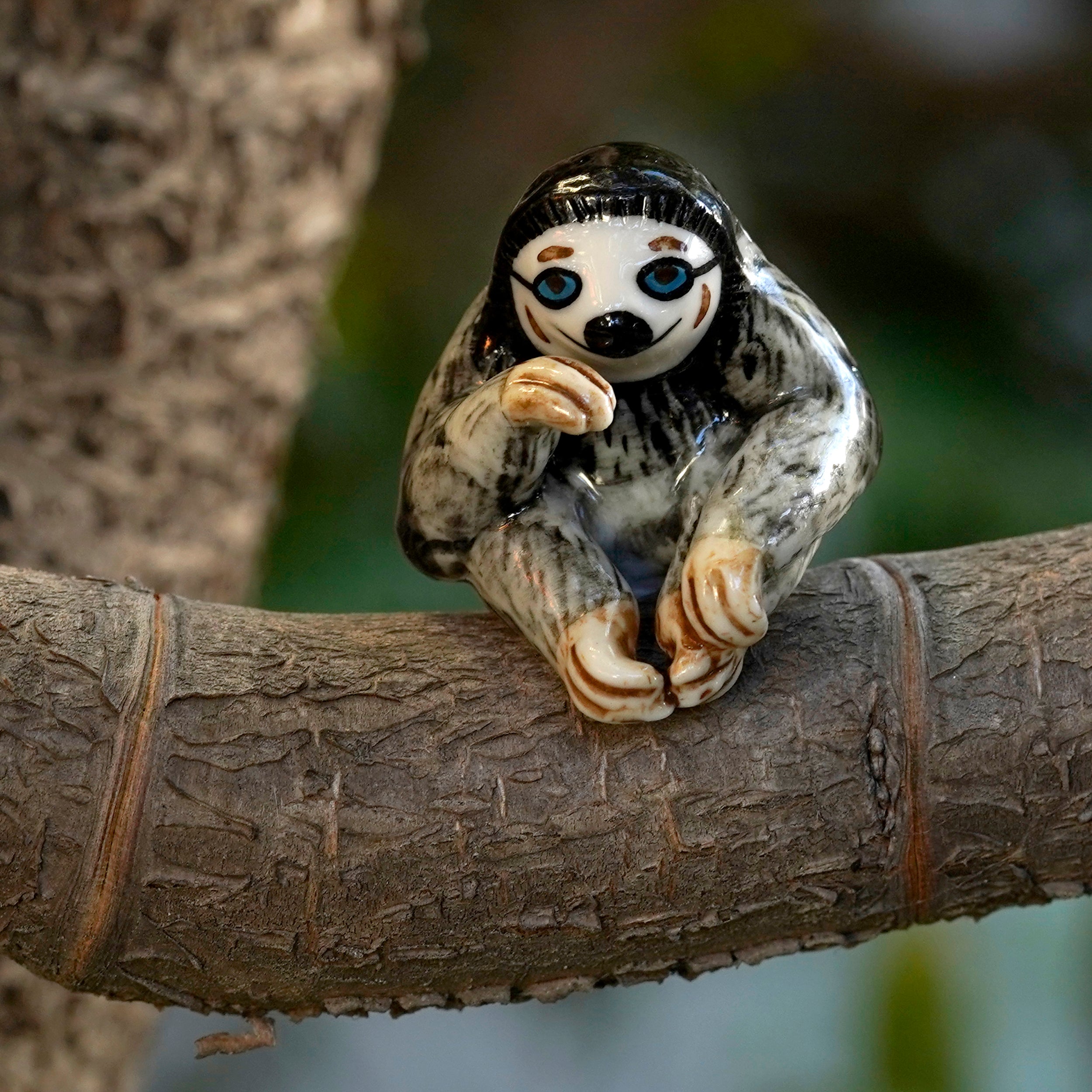 Three-toed Sloth Figurine - Miniature Ceramic Animals