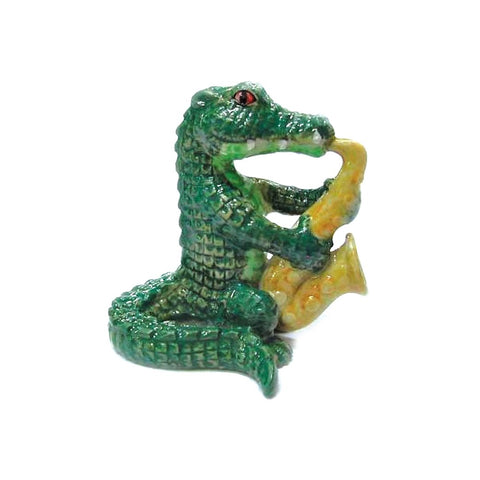Musician Crocodile with Sax - miniature porcelain figurine