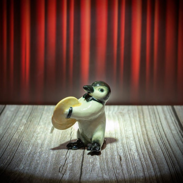 Penguin - Musician Penguin with Cymbals - miniature porcelain figurine