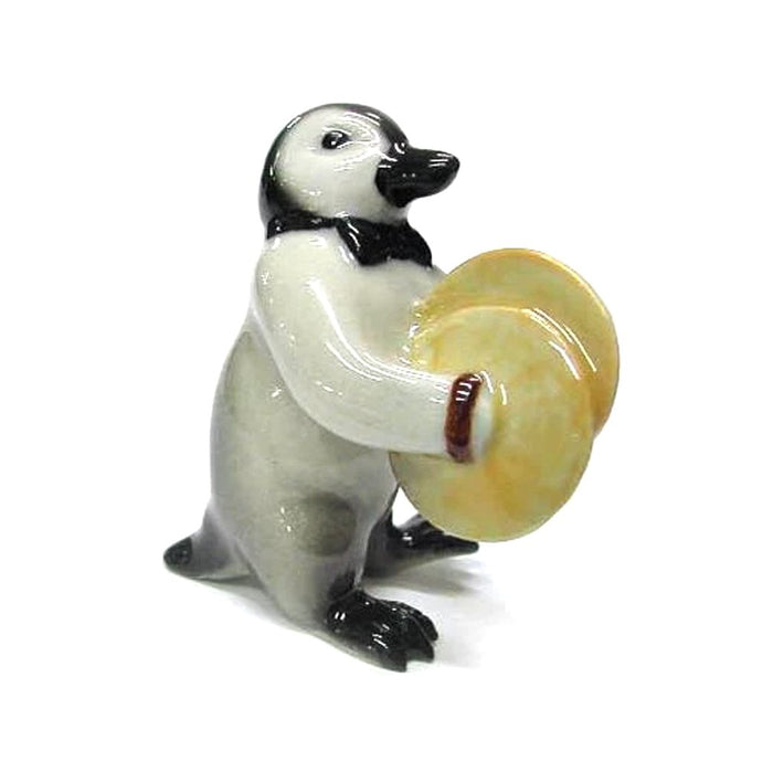 Penguin - Musician Penguin with Cymbals - miniature porcelain figurine
