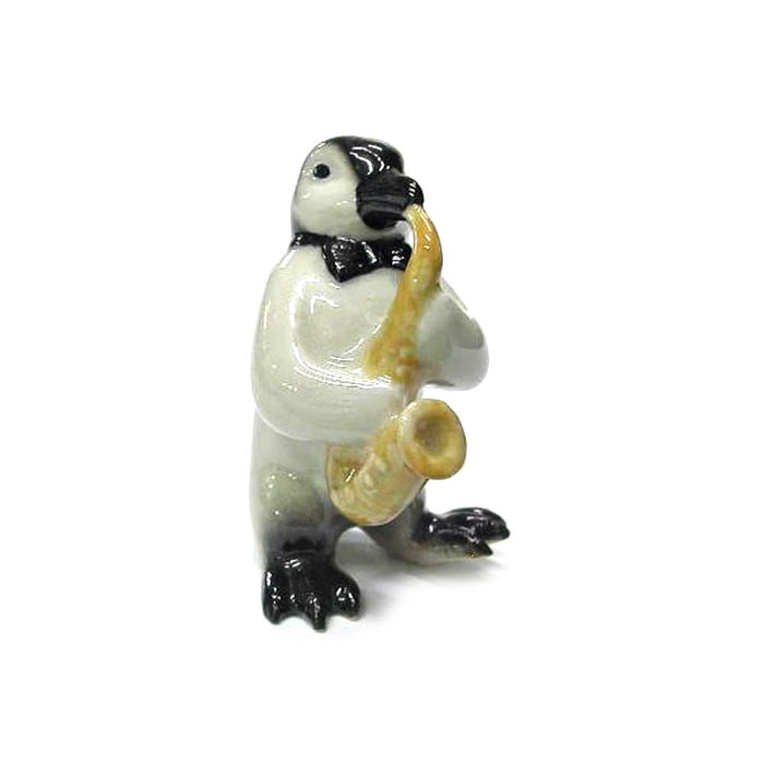 Penguin - Musician Penguin with Sax - miniature porcelain figurine