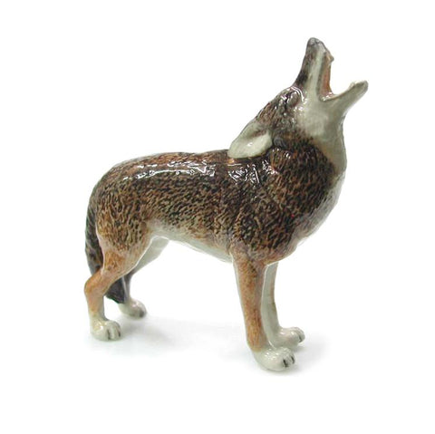 Coyote Howling - miniature porcelain figurine