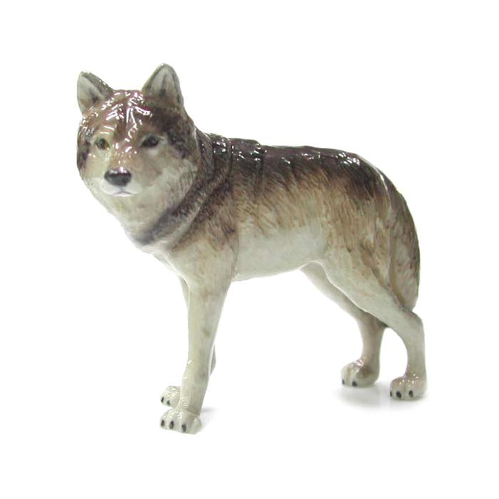 Gray Wolf Standing - miniature porcelain figurine