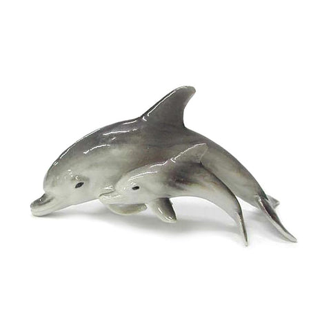 Dolphin with Calf - miniature porcelain figurine