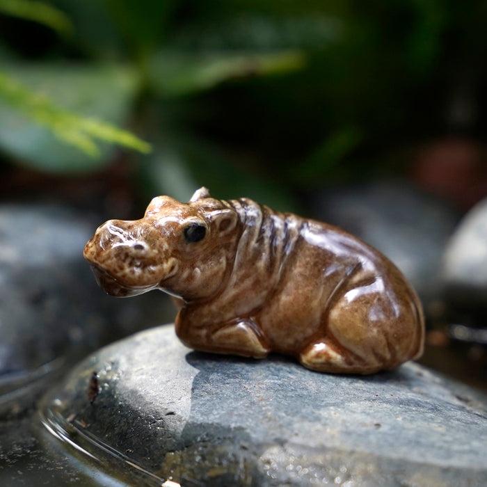 Hippo Baby - miniature porcelain figurine