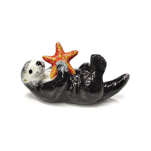 Sea Otter with Starfish - Porcelain Animal FIgurines - Northern Rose, Little Critterz