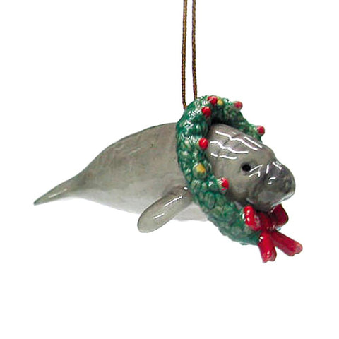 Manatee Ornament - Porcelain Animal FIgurines - Northern Rose, Little Critterz