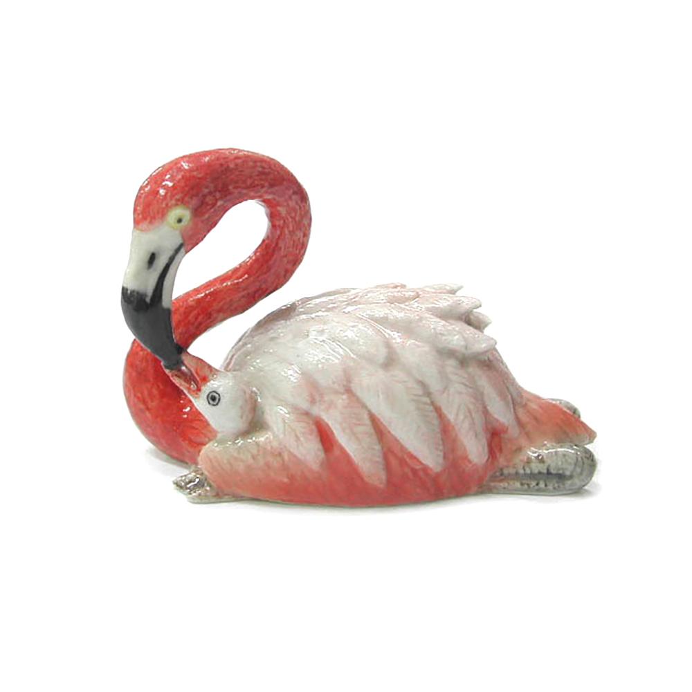 Flamingo Sitting with Baby - Porcelain Animal Figurines