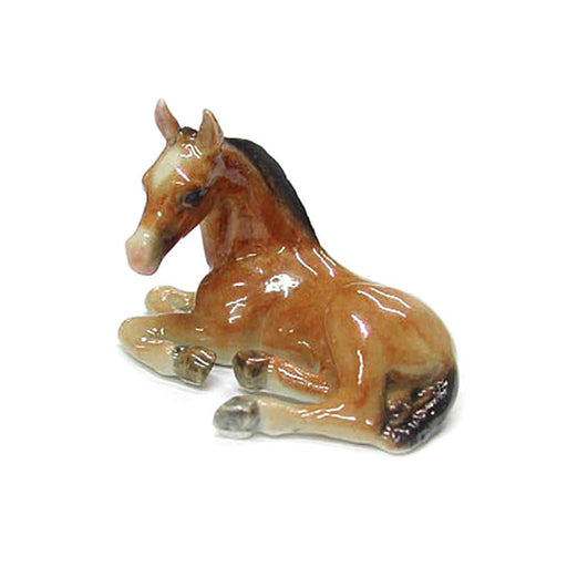 Horse - Porcelain Bay Foal Lying Down - Porcelain Animal FIgurines - Northern Rose, Little Critterz
