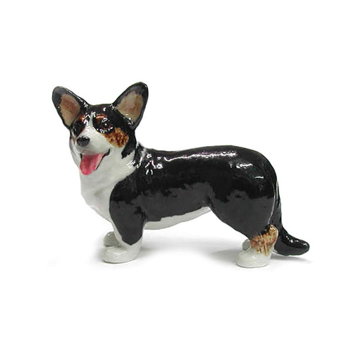 Tricolor Cardigan Corgi with Tail - Porcelain Animal FIgurines - Northern Rose, Little Critterz