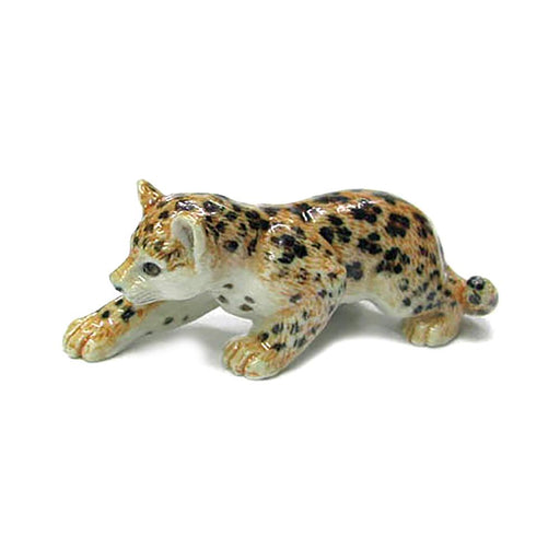 RETIRING SOON - Leopard Cub Stalking - Porcelain Animal FIgurines - Northern Rose, Little Critterz
