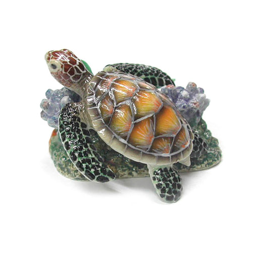 Sea Turtle On Coral - Porcelain Animal FIgurines - Northern Rose, Little Critterz