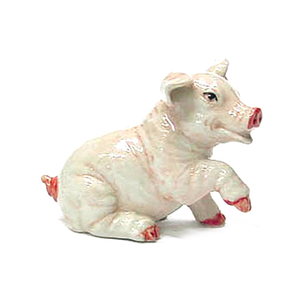Pink Pig Sitting - Porcelain Animal FIgurines - Northern Rose, Little Critterz