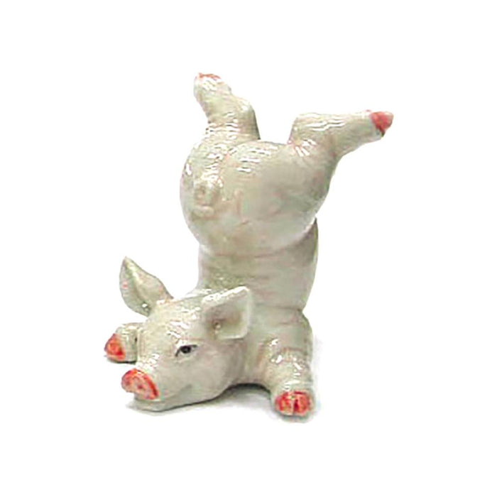 Pink Pig Head Down - Porcelain Animal FIgurines - Northern Rose, Little Critterz