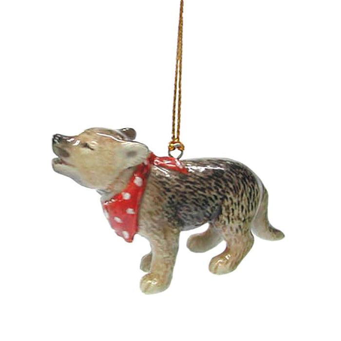 Wolf Cub with Red Scarf Ornament